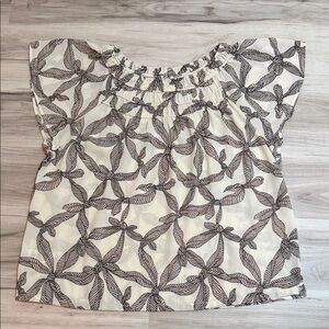 LOFT Black and White Short sleeve Patterned Blouse size Large